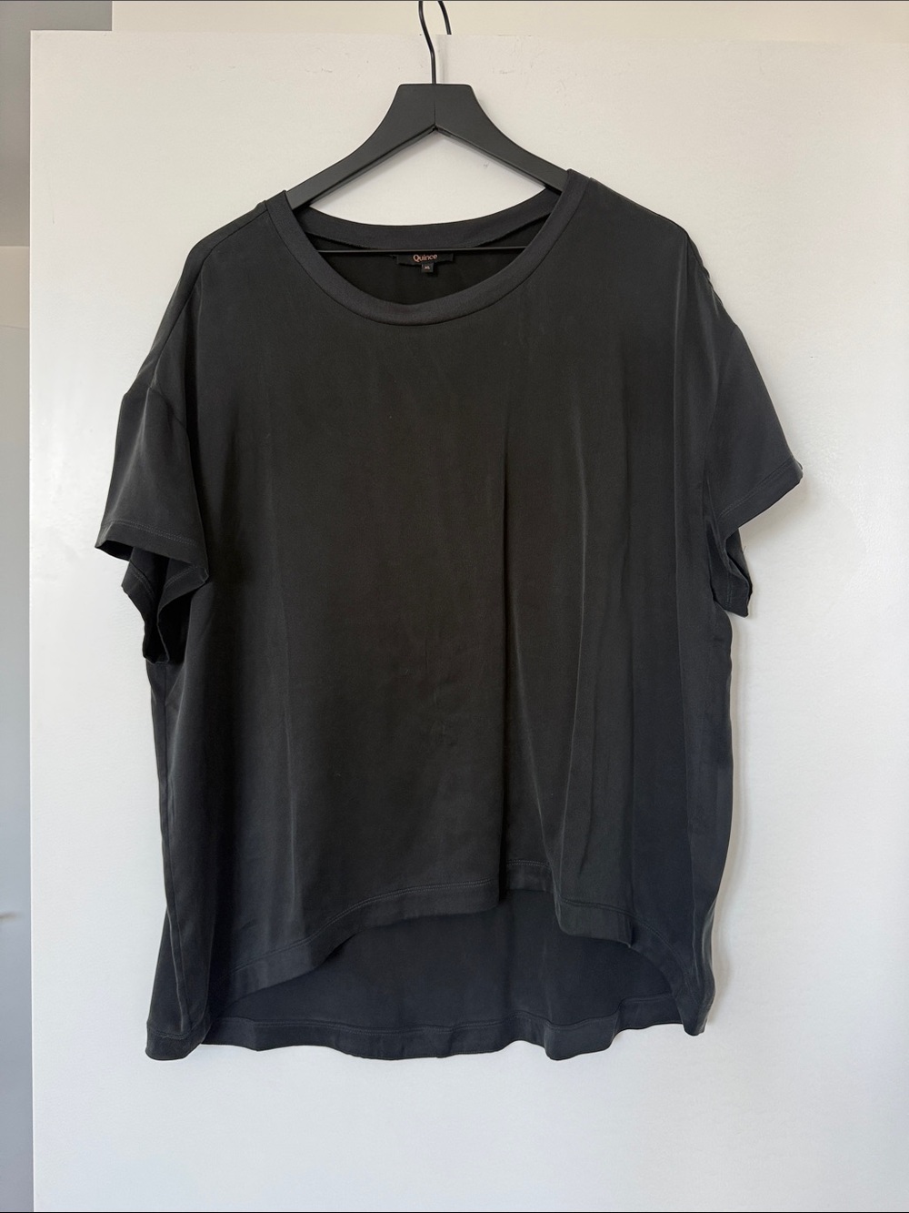 Quince Black Short Sleeve Boxy Crew Neck Tee
